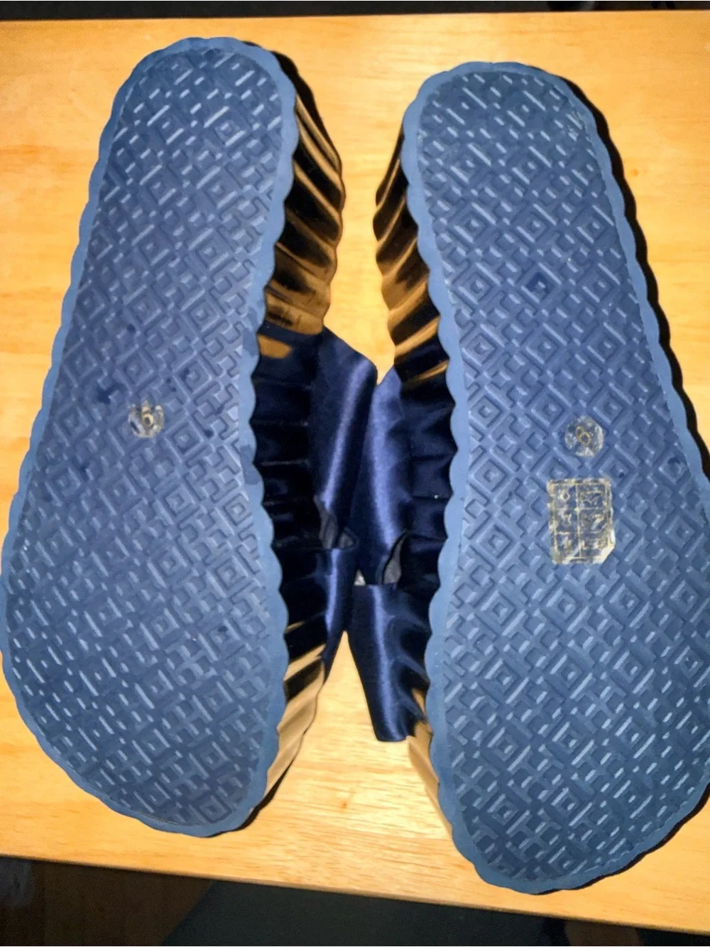 Tory Burch Navy Satin Crisscross Slide Sandals